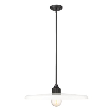 Z-Lite Paloma Pendant, 1-Light, 24 In.W x 6.75 In.H, Matte Black/Gloss Opal 820P24-MB